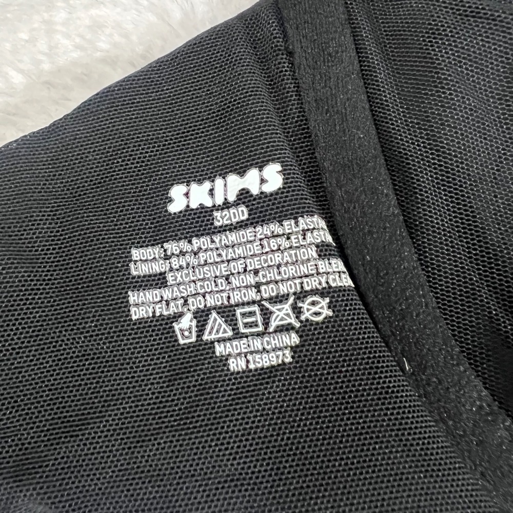 SKIMS Women's Unlined‎ Underwire Bra Onyx Black BR-UWR-0234 Size 32DD NEW - Picture 9 of 11